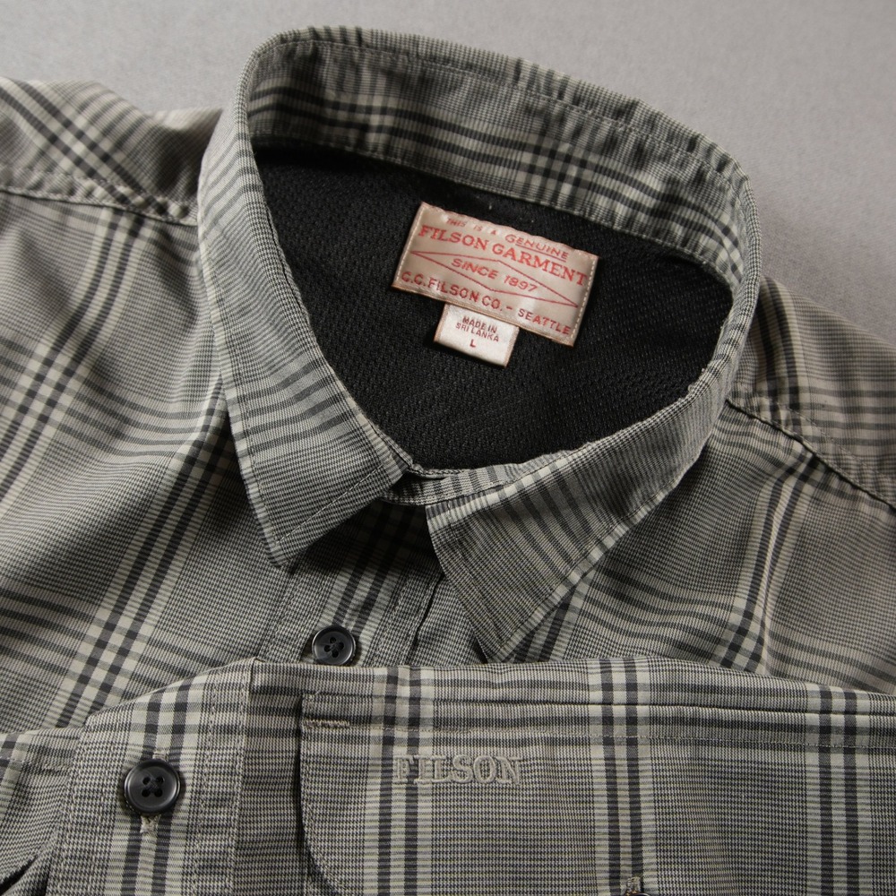 CC Filson Vented Twin Lakes Plaid Tech Men Short Sleeve Shirt L Fishing Hunting